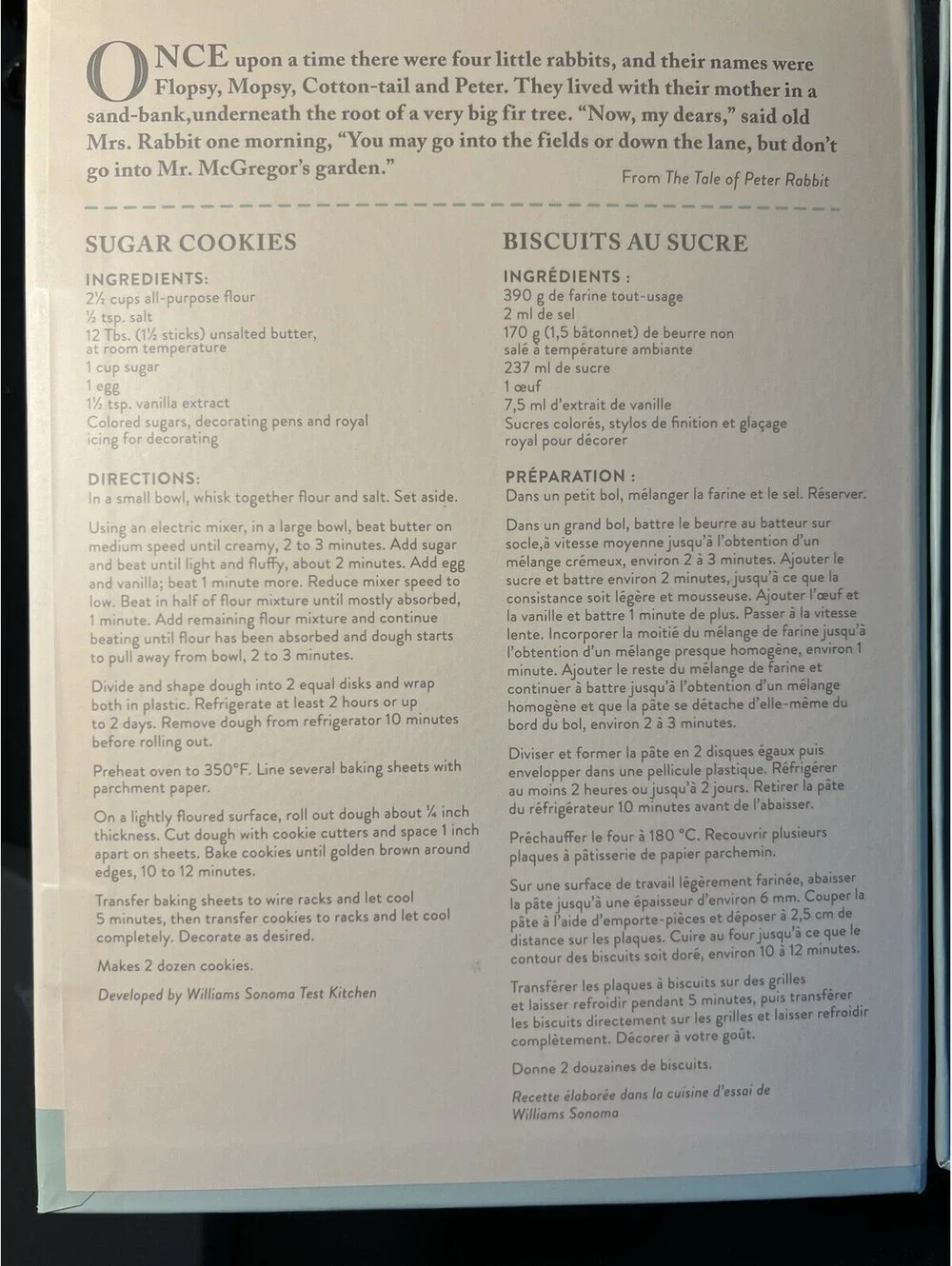 NIB Williams Sonoma 2020 Peter Rabbit Cookie Baking Kit 27 Piece Set, 7.5x10”